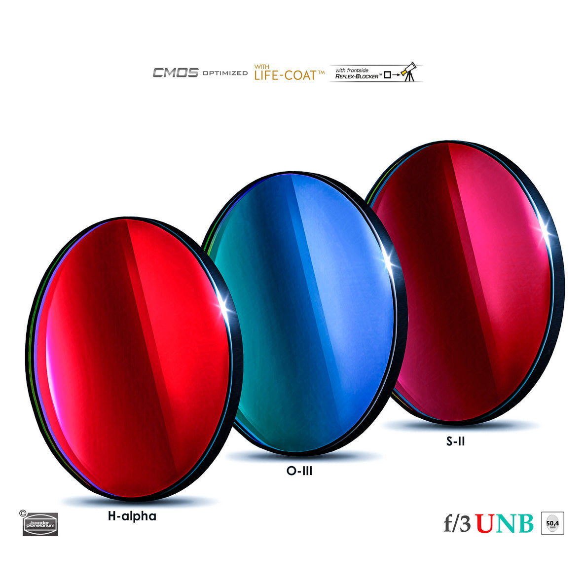 BAADER CMOS 3.5 / 4nm SHO F/3 HIGHSPEED FILTER SET.